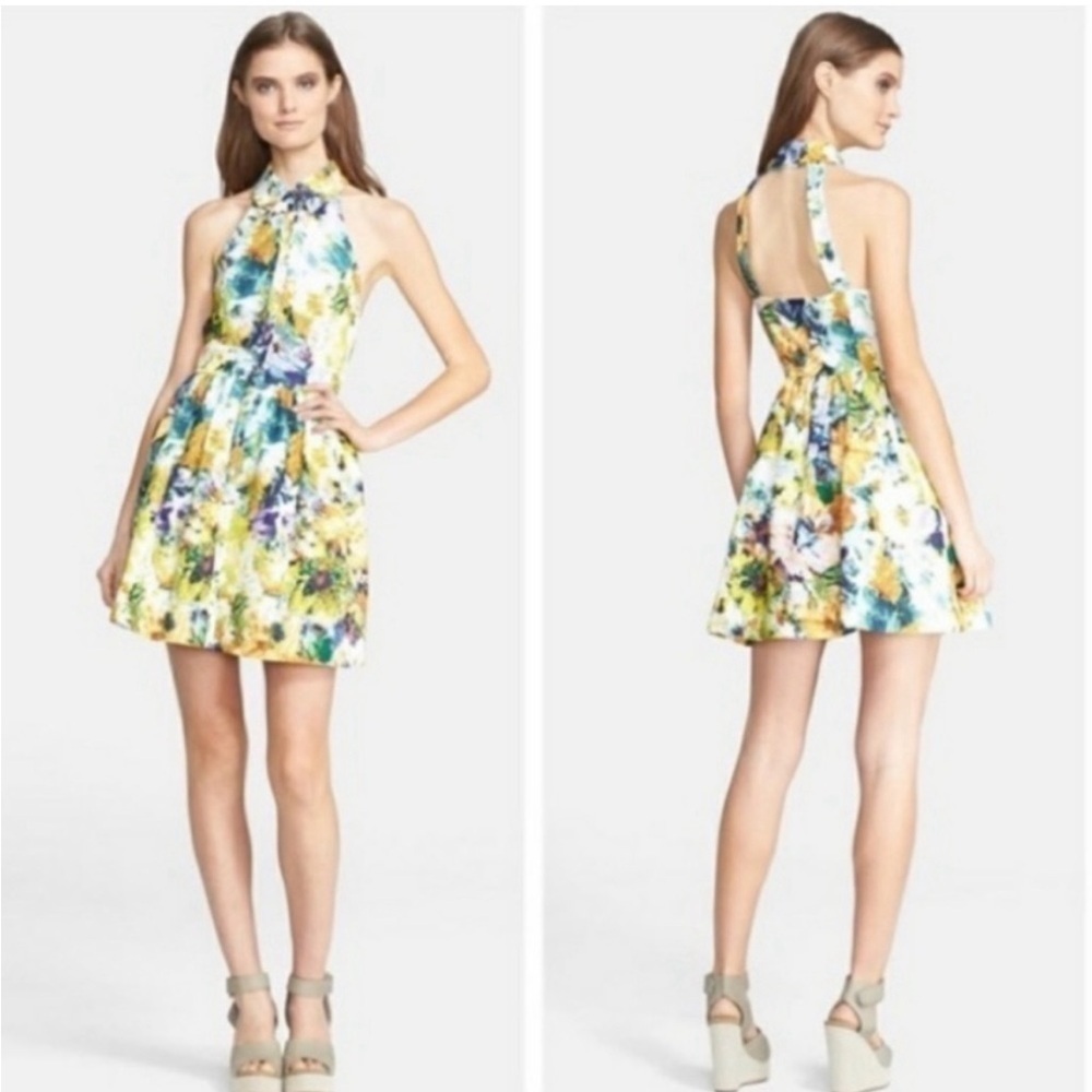 McGinn Mia Anthropologie Fit & Flare Floral Halter Dress